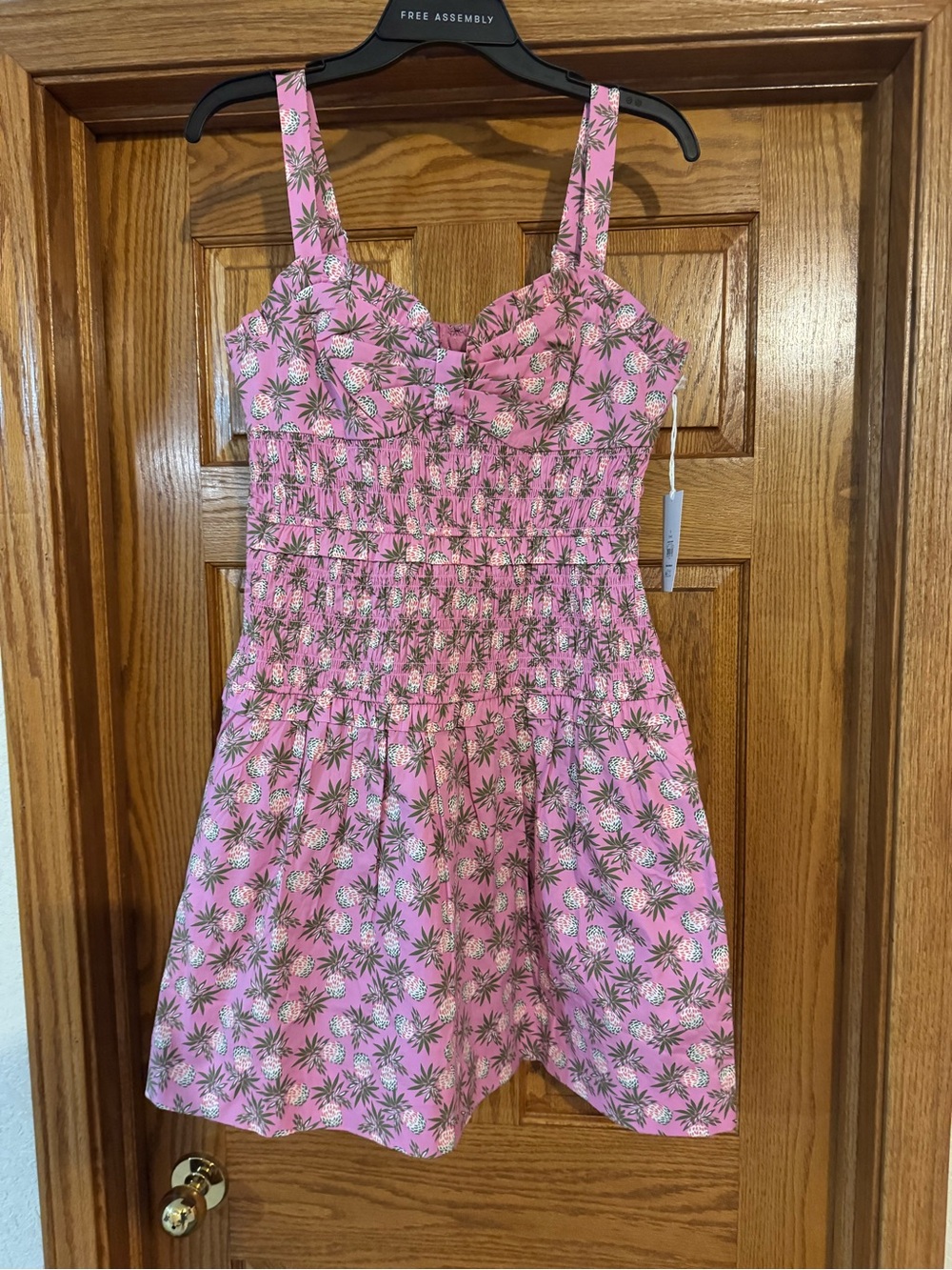 Pink Pineapple-Print Smocked Sundress